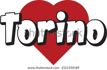 Torino city ​​text with red heart suitable for logo or design