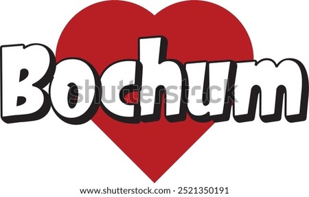 Bochum city ​​text with red heart suitable for logo or design