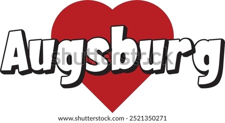 Augsburg city ​​text with red heart suitable for logo or design