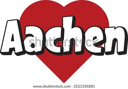 Aachen city ​​text with red heart suitable for logo or design