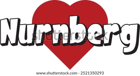 Nurnberg city ​​text with red heart suitable for logo or design