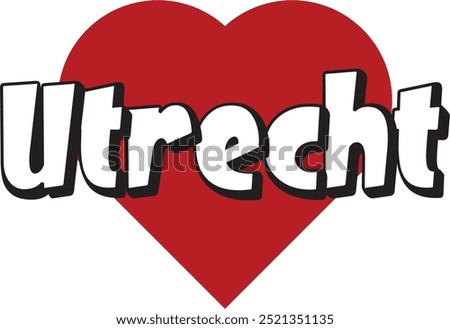 Utrecht city ​​text with red heart suitable for logo or design