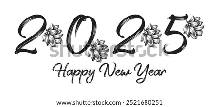 2025 new year Letter Linked Leaf Logo, Black color, unique design