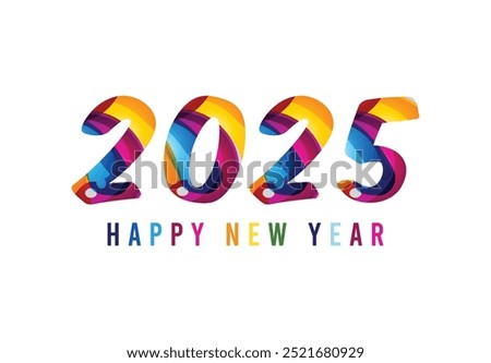 Happy New Year 2025 text design. Cover of business diary for the new year 2025 with wishes. Happy New Year 2025 with calligraphy painted text effects.