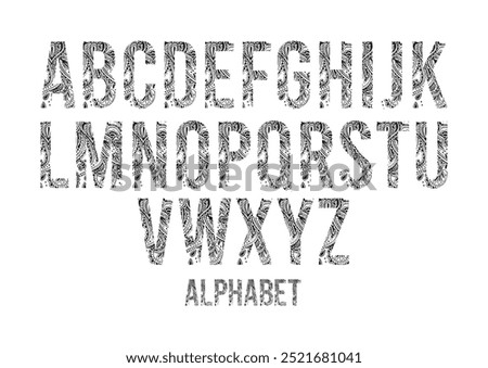 Modern new alphabet font consisting of braids and lines