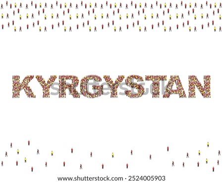 Illustration of a large group of people in Kyrgystan flag colors