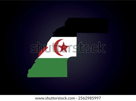 Western Sahara flag and map vector.