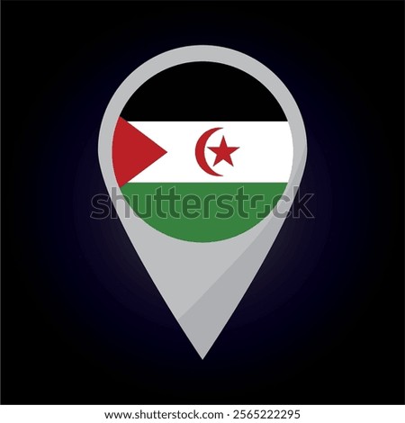 Western Sahara Flag on Location Pin. vector illustration