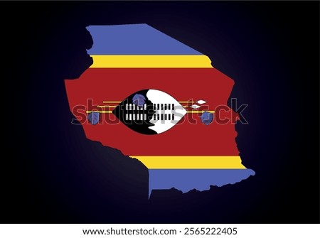 Swaziland flag and map vector.