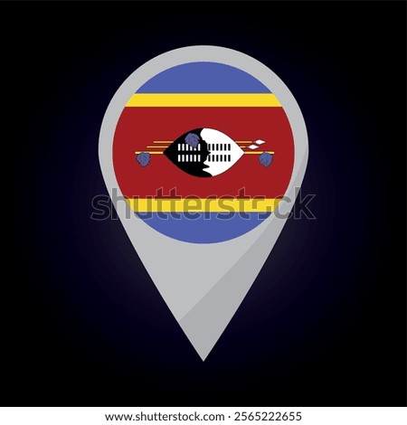 Swaziland Flag on Location Pin. vector illustration