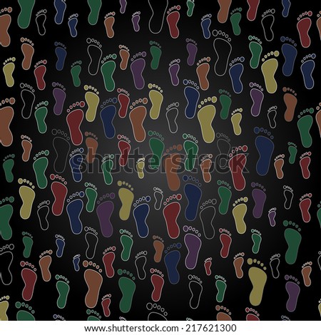 color human foot steps seamless pattern
