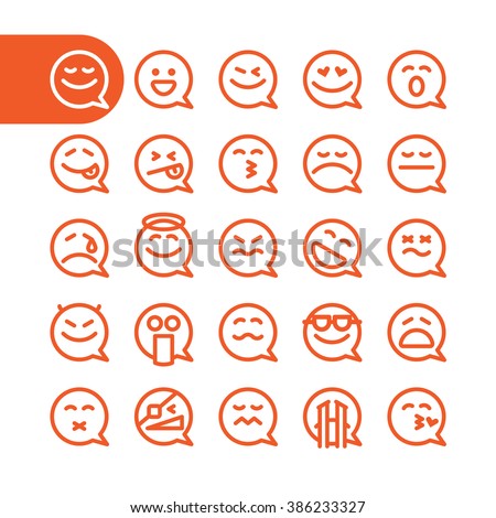 Fat Line emoji Icon Set. speech bubble emoticons for web and mobile. Modern minimalistic flat design elements of speech bubble emoji isolated on white. vector smiles