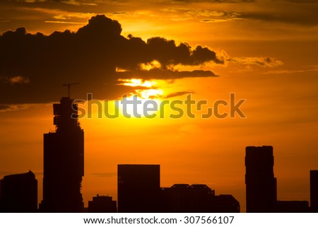 orange sunshine before sunset at Bangkok Thailand