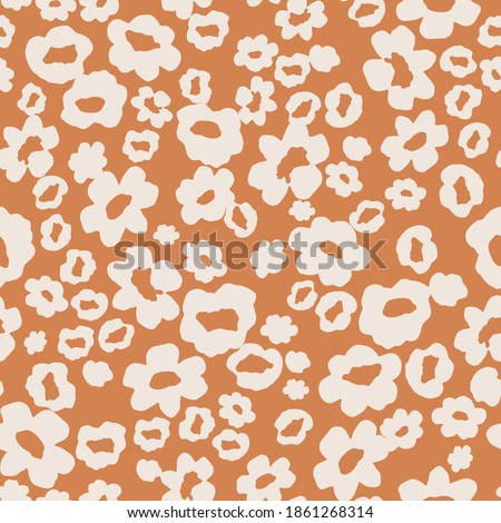 Flower silhouette vector pattern. Ditsy floral seamless background. Simple flower print for textile, home decor, wallpaper, gift wrap.