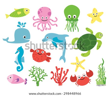 Vector Sea Animals Set | Download Free Vector Art | Free-Vectors