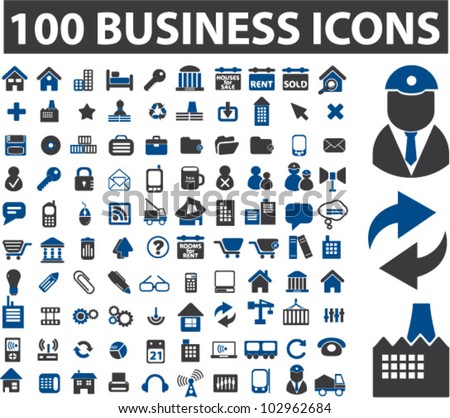 100 business icons set, vector