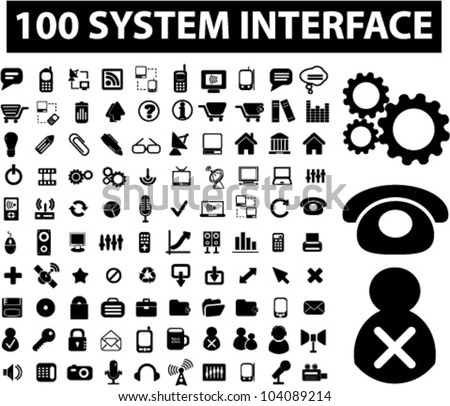 100 system interface & administration icons set, vector