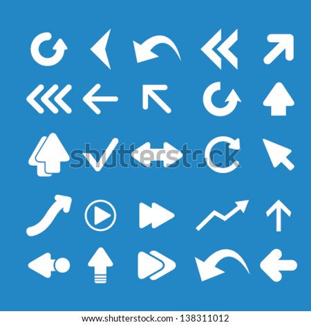 arrows, direction isolated icons, signs set on blue background