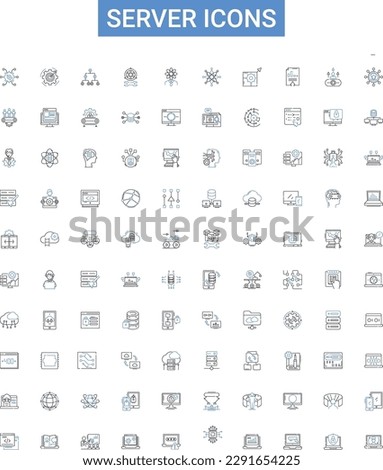 Server icons outline icons collection. Server, Icons, Network, Computing, System, Computer, Cloud vector illustration set. Machine, Data, Graphics line signs