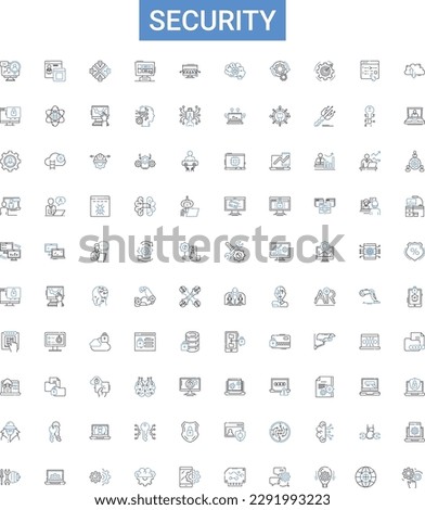 Security outline icons collection. safety, protection, safeguard, safeguard, trustworthiness, vigilance, defense vector illustration set. watchfulness, wariness, care line signs