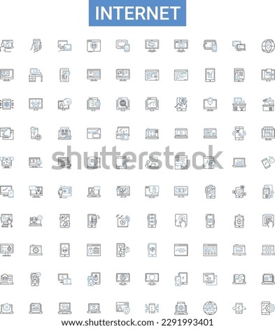 Internet outline icons collection. Net, Web, Online, WiFi, Webbing, Cyberspace, Networking vector illustration set. Bandwidth, Streaming, Email line signs