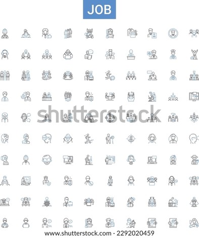 Job outline icons collection. work, job, employment, occupation, task, labor, hiring vector illustration set. position, assignment, contract line signs