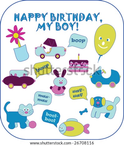 happy birthday boy - vector holiday card