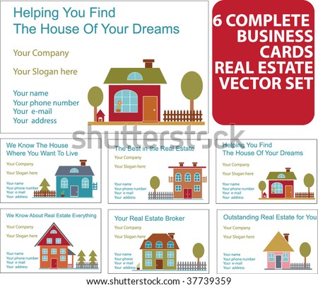 6 business real estate cards. vector