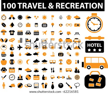 100 new travel & recreation signs. vector