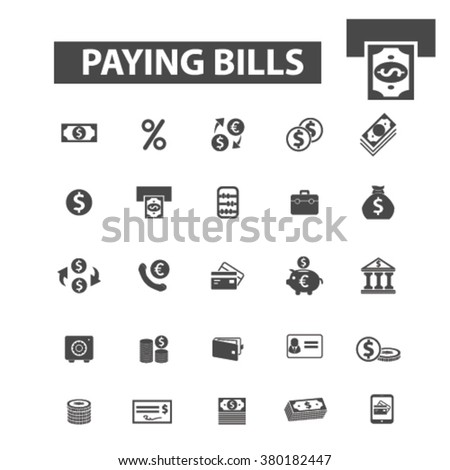 Paying Bills Icons Stock Vector 380182447 : Shutterstock