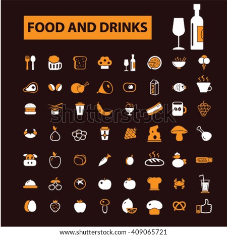 Food And Drinks Icons Stock Vector Illustration 409065721 : Shutterstock