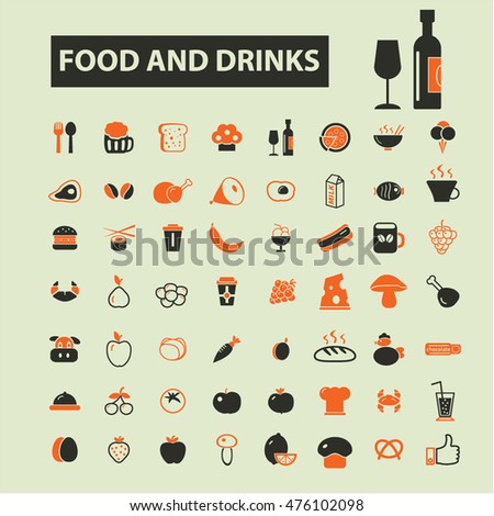 Food & Drinks Icons Stock Vector Illustration 476102098 : Shutterstock