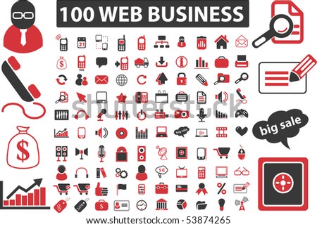 100 web business signs. vector