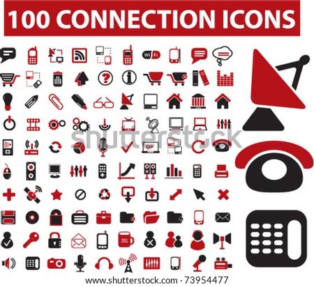 100 connection icons, vector