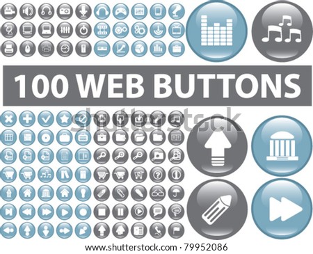 100 web buttons icons, signs, vector