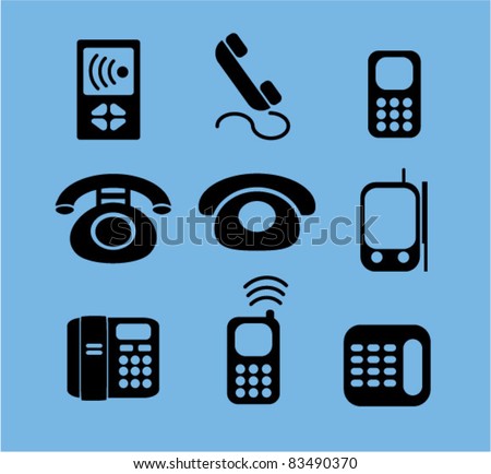 phone icons, signs, vector illustrations set