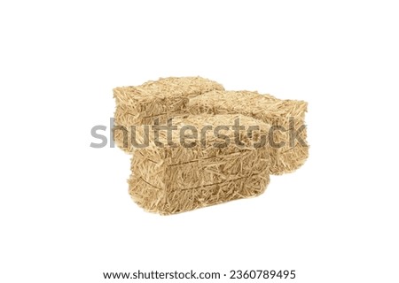 Image, Stock Photo Packed bales of straw on a meadow