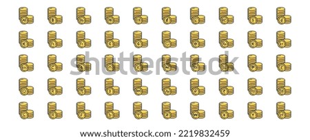 
Collection of icons related to Currency coins, including icons like Dollar, Euro, Yen,  and more. vector illustrations, Pixel Perfect set