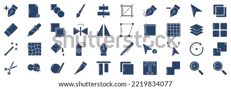 Collection of icons related to Design Tools Interface, including icons like Add Anchor Point, file, Pen, Brush and more. vector illustrations, Pixel Perfect set
