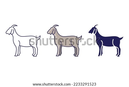 Goat line and glyph icon, vector illustration