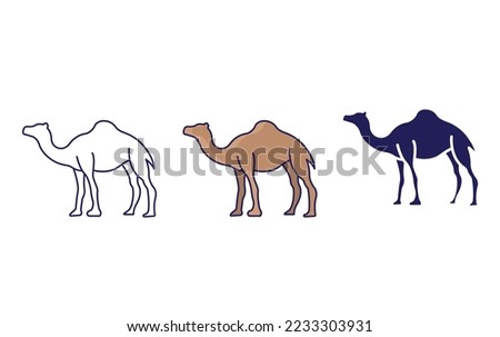 Camel line and glyph icon, vector illustration