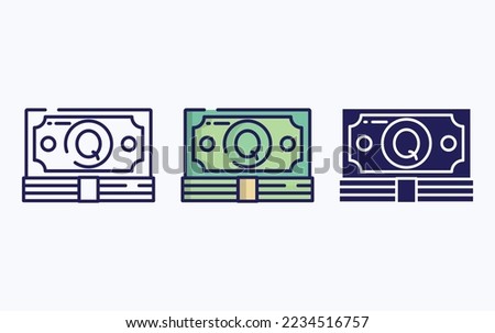 Quetzal Currency Note, Money line and glyph icon, vector illustration