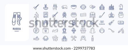 Collection of icons related to Russia, including icons like Pancakes, Hokey and more