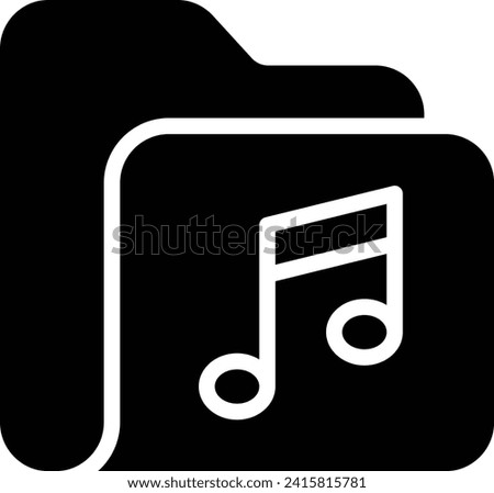 Music Folder solid and glyph vector illustration