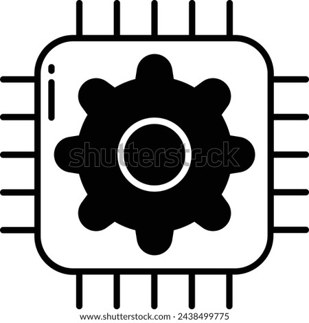 Cpu setting glyph and line vector illustration