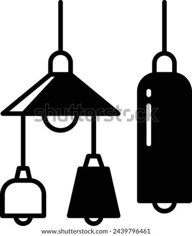 Hang Lights glyph and line vector illustration