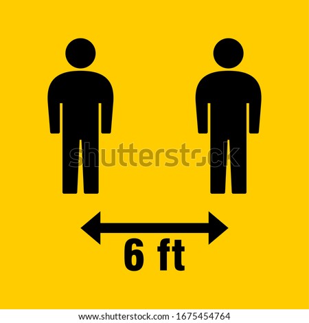 Social Distancing Keep Your Distance 6 Feet Icon. Vector Image.