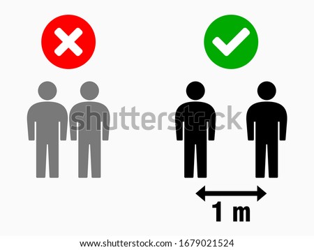Social Distancing Keep Your Distance 1 m or 1 Metre Infographic Icon. Vector Image. Photo stock © 