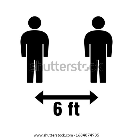 Social Distancing Keep Your Distance or Maintain a Distance of 6ft or 6 Feet Icon. Vector Image.
