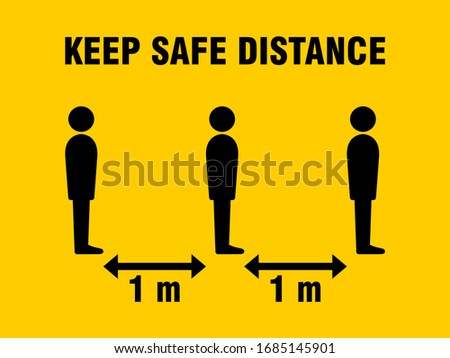 Keep Safe Distance Social Distancing in Queue 1 Meter Instruction Icon against the Spread of the Novel Coronavirus Covid-19. Vector Image.